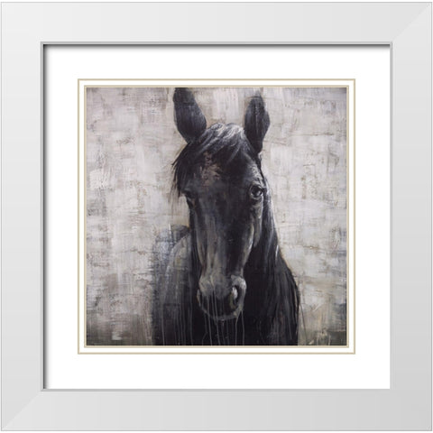 BLACK HORSE White Modern Wood Framed Art Print with Double Matting by Atelier B Art Studio