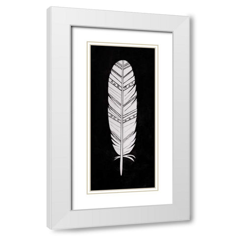 Bird Feather White Modern Wood Framed Art Print with Double Matting by Atelier B Art Studio