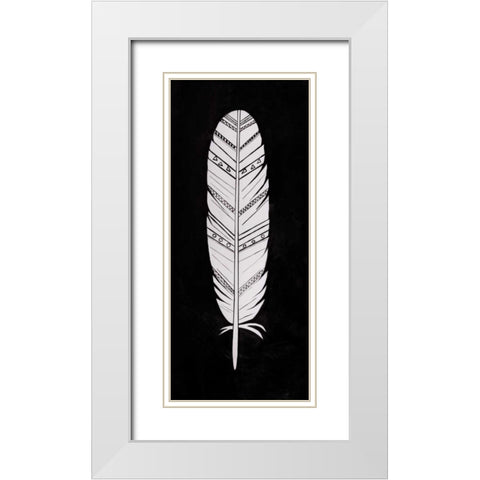 Bird Feather White Modern Wood Framed Art Print with Double Matting by Atelier B Art Studio