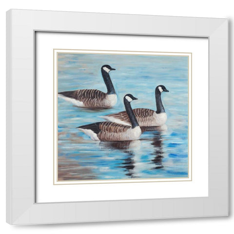 Bustards in the Water White Modern Wood Framed Art Print with Double Matting by Atelier B Art Studio