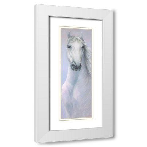 POWERFUL WHITE HORSE White Modern Wood Framed Art Print with Double Matting by Atelier B Art Studio