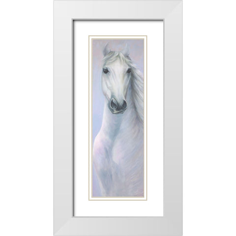POWERFUL WHITE HORSE White Modern Wood Framed Art Print with Double Matting by Atelier B Art Studio