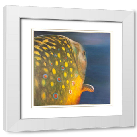 Golden Trout Fish White Modern Wood Framed Art Print with Double Matting by Atelier B Art Studio