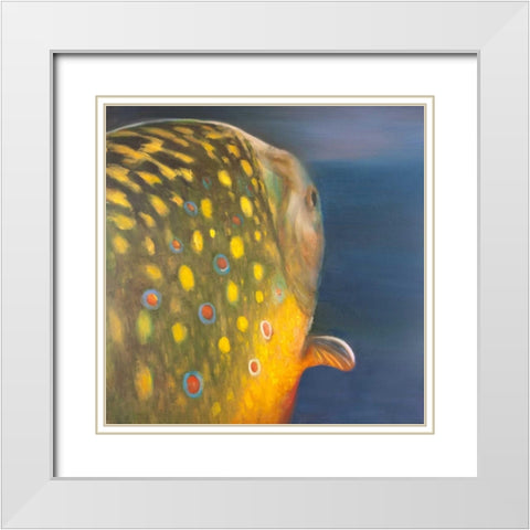 Golden Trout Fish White Modern Wood Framed Art Print with Double Matting by Atelier B Art Studio