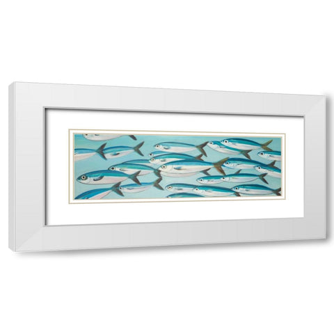 Small Fishs of Caesio Caerulaurea White Modern Wood Framed Art Print with Double Matting by Atelier B Art Studio