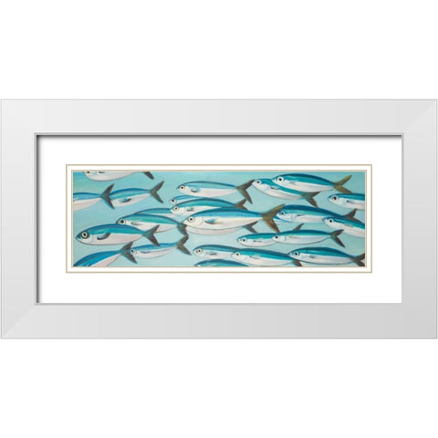 Small Fishs of Caesio Caerulaurea White Modern Wood Framed Art Print with Double Matting by Atelier B Art Studio