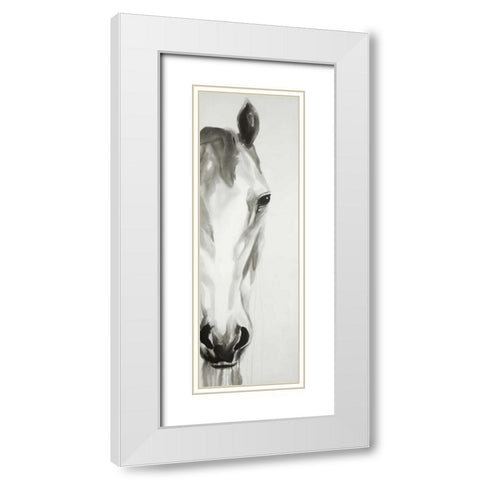 Black and White Horse Face White Modern Wood Framed Art Print with Double Matting by Atelier B Art Studio