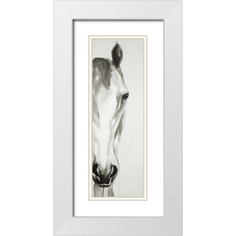 Black and White Horse Face White Modern Wood Framed Art Print with Double Matting by Atelier B Art Studio
