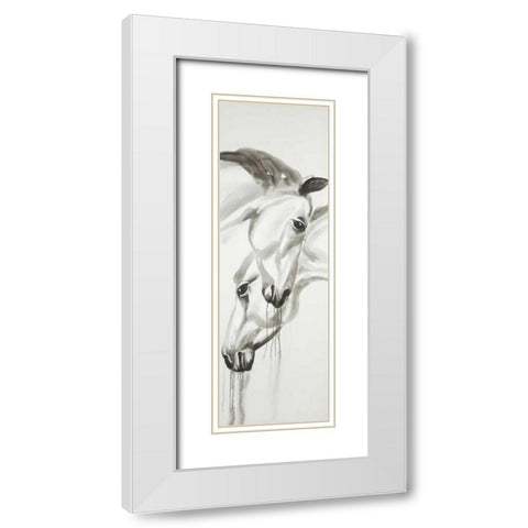 Black and White Horses White Modern Wood Framed Art Print with Double Matting by Atelier B Art Studio