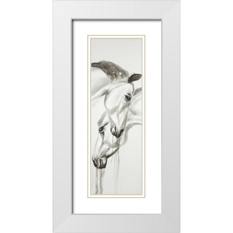 Black and White Horses White Modern Wood Framed Art Print with Double Matting by Atelier B Art Studio