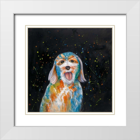 Colorful Labradoodle Dog White Modern Wood Framed Art Print with Double Matting by Atelier B Art Studio