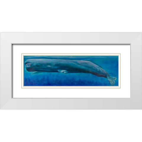 Sperm Whale White Modern Wood Framed Art Print with Double Matting by Atelier B Art Studio