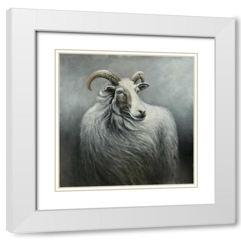 Cashmere Goat White Modern Wood Framed Art Print with Double Matting by Atelier B Art Studio
