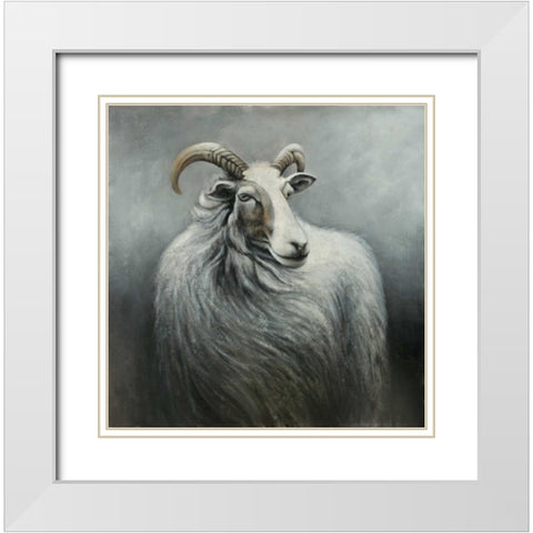 Cashmere Goat White Modern Wood Framed Art Print with Double Matting by Atelier B Art Studio