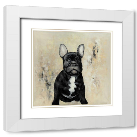 French Bulldogs White Modern Wood Framed Art Print with Double Matting by Atelier B Art Studio
