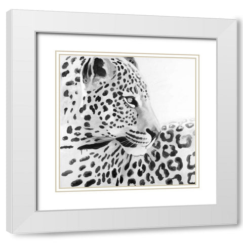 Beautiful Leopard White Modern Wood Framed Art Print with Double Matting by Atelier B Art Studio