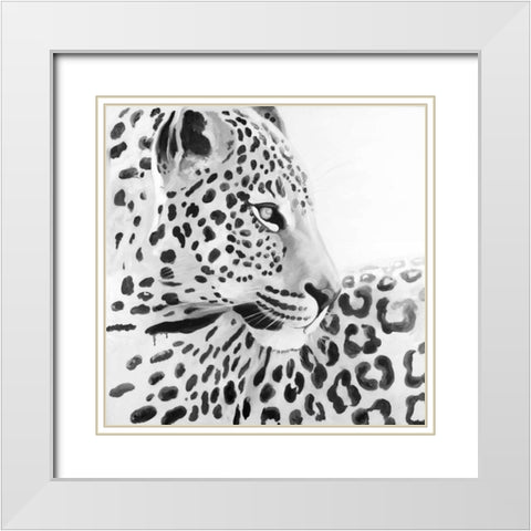 Beautiful Leopard White Modern Wood Framed Art Print with Double Matting by Atelier B Art Studio