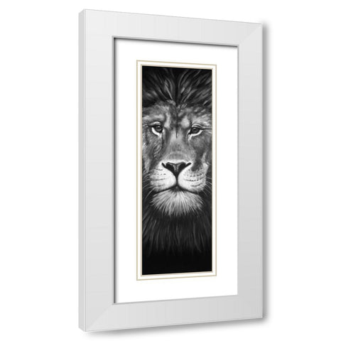 Lion Portrait White Modern Wood Framed Art Print with Double Matting by Atelier B Art Studio