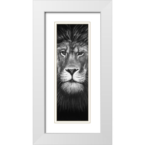Lion Portrait White Modern Wood Framed Art Print with Double Matting by Atelier B Art Studio