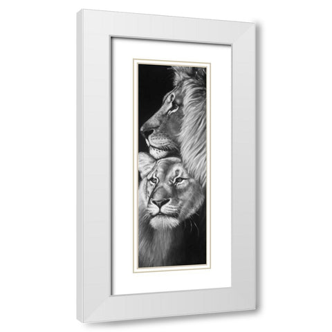 Lion and Lioness White Modern Wood Framed Art Print with Double Matting by Atelier B Art Studio