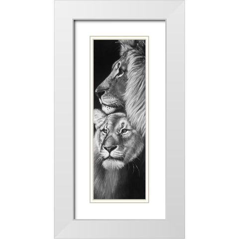 Lion and Lioness White Modern Wood Framed Art Print with Double Matting by Atelier B Art Studio