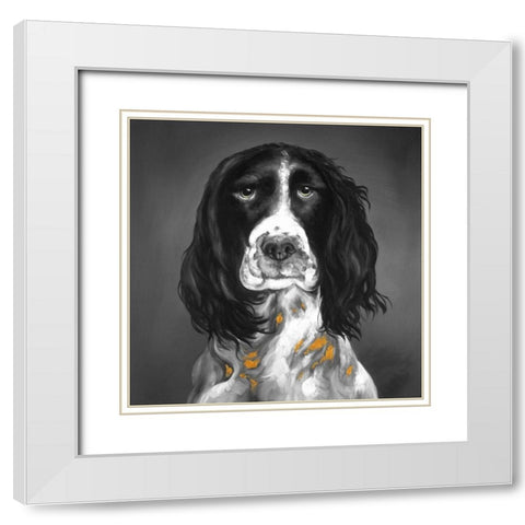 Beautiful English Springer Spaniel White Modern Wood Framed Art Print with Double Matting by Atelier B Art Studio
