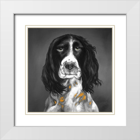Beautiful English Springer Spaniel White Modern Wood Framed Art Print with Double Matting by Atelier B Art Studio