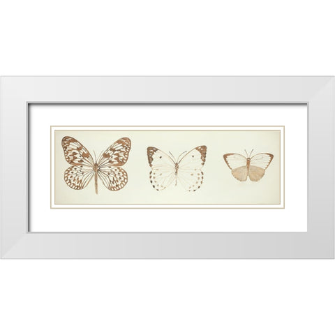 Monarch Butterflies Sketch White Modern Wood Framed Art Print with Double Matting by Atelier B Art Studio