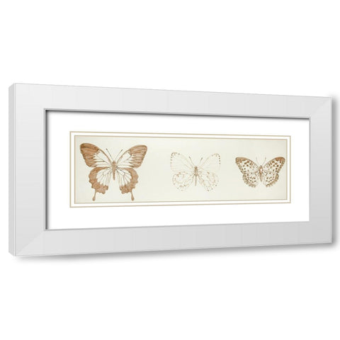 Butterflies Sketch White Modern Wood Framed Art Print with Double Matting by Atelier B Art Studio