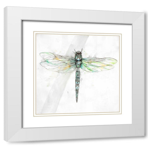 Dragonfly White Modern Wood Framed Art Print with Double Matting by Atelier B Art Studio