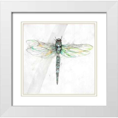 Dragonfly White Modern Wood Framed Art Print with Double Matting by Atelier B Art Studio