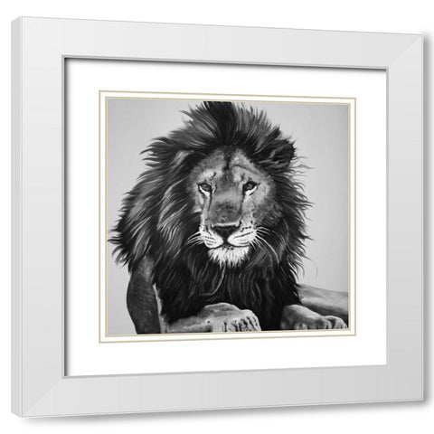 THE LION KING White Modern Wood Framed Art Print with Double Matting by Atelier B Art Studio