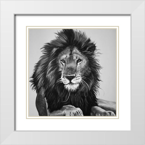 THE LION KING White Modern Wood Framed Art Print with Double Matting by Atelier B Art Studio