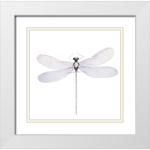 DELICATE DRAGONFLY White Modern Wood Framed Art Print with Double Matting by Atelier B Art Studio