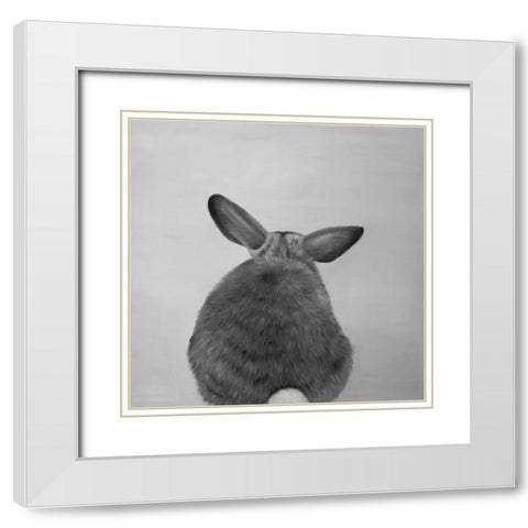 LITTLE RABBIT FROM BEHIND White Modern Wood Framed Art Print with Double Matting by Atelier B Art Studio