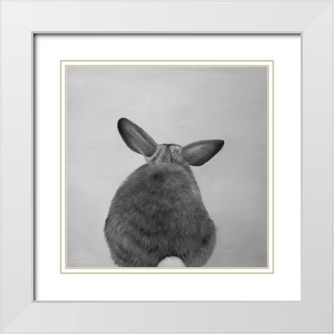 LITTLE RABBIT FROM BEHIND White Modern Wood Framed Art Print with Double Matting by Atelier B Art Studio
