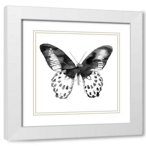 BLACK BUTTERFLY White Modern Wood Framed Art Print with Double Matting by Atelier B Art Studio