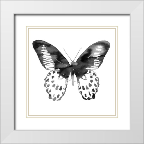 BLACK BUTTERFLY White Modern Wood Framed Art Print with Double Matting by Atelier B Art Studio
