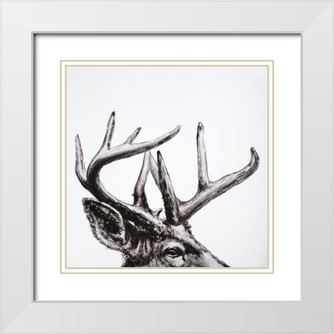 ROE DEER PLUME White Modern Wood Framed Art Print with Double Matting by Atelier B Art Studio