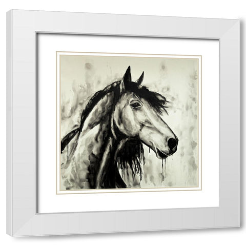 SPIRIT HORSE White Modern Wood Framed Art Print with Double Matting by Atelier B Art Studio