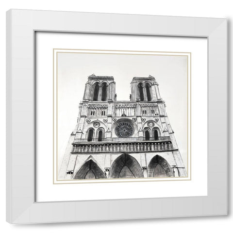 NOTRE-DAME DE PARIS CATHEDRAL White Modern Wood Framed Art Print with Double Matting by Atelier B Art Studio