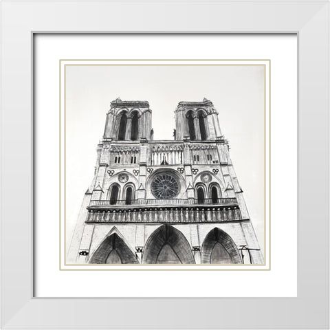 NOTRE-DAME DE PARIS CATHEDRAL White Modern Wood Framed Art Print with Double Matting by Atelier B Art Studio