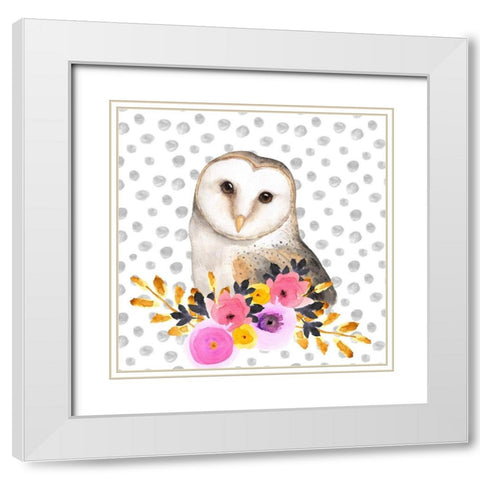 BEAUTIFUL OWL White Modern Wood Framed Art Print with Double Matting by Atelier B Art Studio