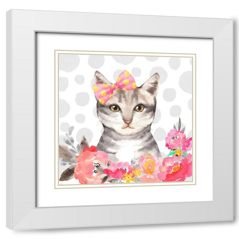 CHARMING CAT White Modern Wood Framed Art Print with Double Matting by Atelier B Art Studio