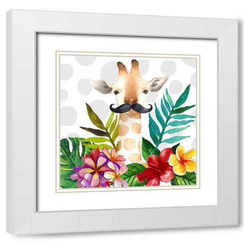 EXOTIC GIRAFFE White Modern Wood Framed Art Print with Double Matting by Atelier B Art Studio