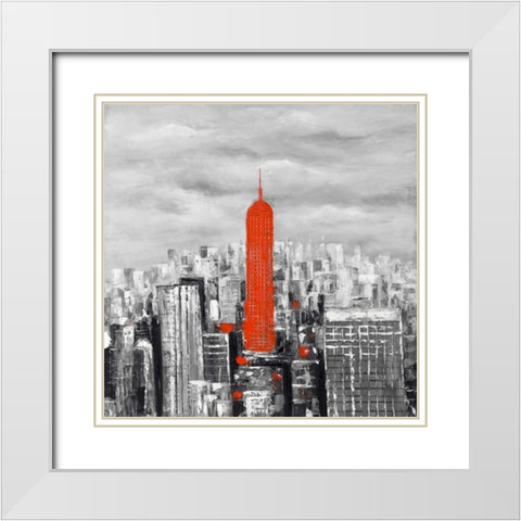 Empire State Building of New-York White Modern Wood Framed Art Print with Double Matting by Atelier B Art Studio