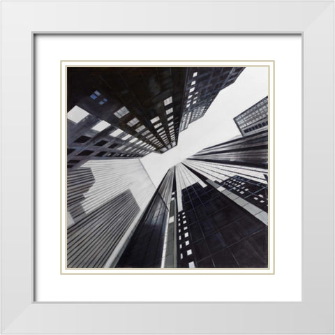 Cityscapes of Building White Modern Wood Framed Art Print with Double Matting by Atelier B Art Studio