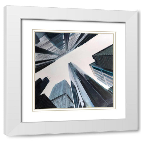 Perspective View of Skyscraper White Modern Wood Framed Art Print with Double Matting by Atelier B Art Studio