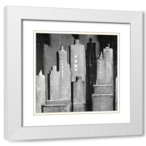Abstract Buildings Black and White White Modern Wood Framed Art Print with Double Matting by Atelier B Art Studio