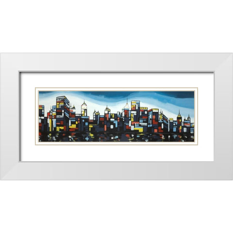 Colorful City White Modern Wood Framed Art Print with Double Matting by Atelier B Art Studio